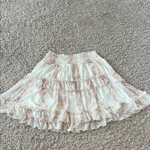 Elegant Cream and Pink Ruffled Skirt